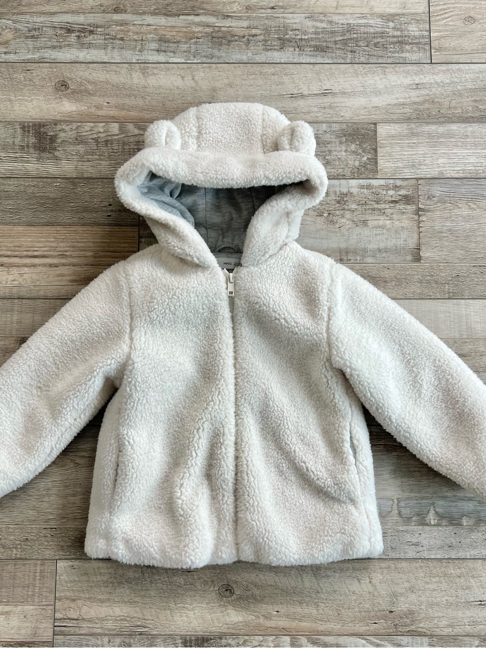 Mango Kids Hooded Faux Fur Coat Size 3-4